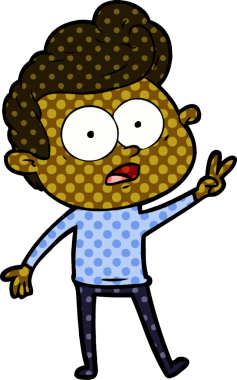 Bir insan tarafından çizilmiş çizgi film bakışlı adam.