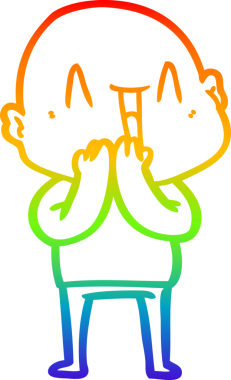 gökkuşağı gradyan çizimi mutlu bir çizgi kel adamın çizimi bir insan tarafından çizildi