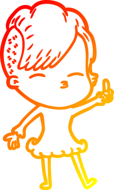 Bir insan tarafından çizilmiş çizgi film karakteri şaşı bir kızın sıcak çizgi çizimi