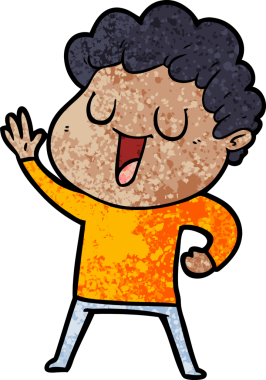 Bir insan tarafından çizilen el sallayan karikatür adam.