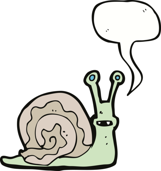 bir insan tarafından çizilmiş konuşma balonlu çizgi film salyangozu