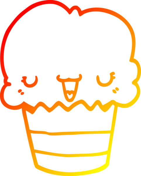 Yüzü insan tarafından çizilmiş bir çizgi film kekinin sıcak çizgi çizimi