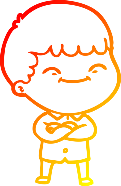 Bir insan tarafından çizilen mutlu bir çocuğun sıcak çizgi çizimi.