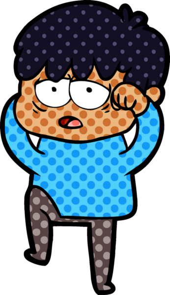 Bir insan tarafından çizilmiş bitkin çocuk çizgi filmi.