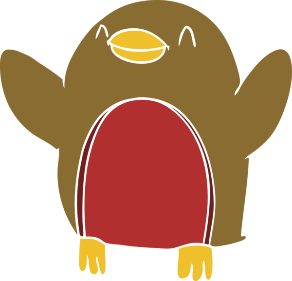 Bir insan tarafından çizilmiş düz renkli çizgi film Robin