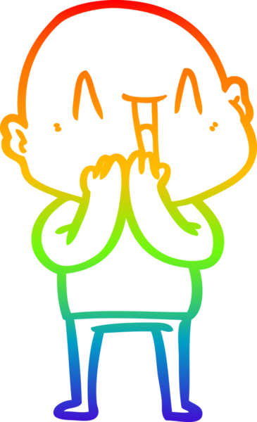 gökkuşağı gradyan çizimi mutlu bir çizgi kel adamın çizimi bir insan tarafından çizildi