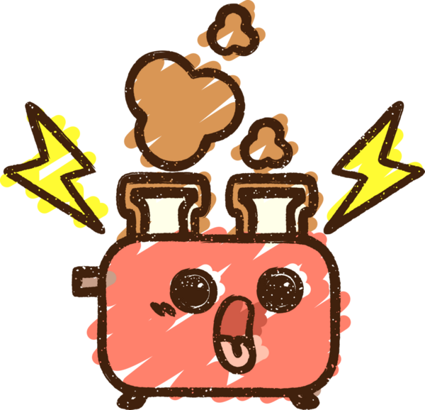 Bir insan tarafından çizilen yanan tost makinesi tebeşiri.