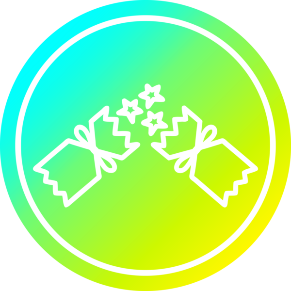 Patlayan noel krakeri dairesel simge ve bir insan tarafından çizilen havalı gradyan bitiş