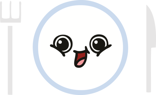 Bir insan tarafından çizilmiş yemek tabağının düz renkli retro karikatürü