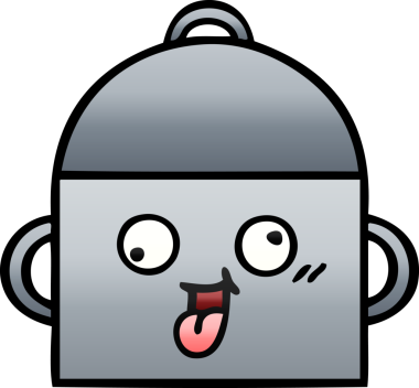 Bir insan tarafından çizilmiş tencerenin gölgeli karikatürü.