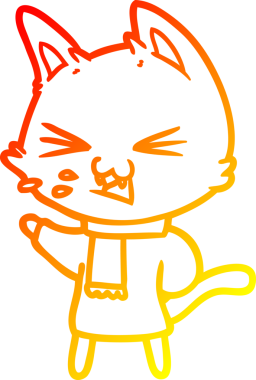 Bir insan tarafından çizilmiş çizgi film kedisinin sıcak çizgi çizimi