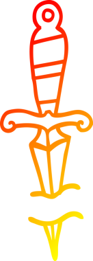 Bir insan tarafından çizilmiş bir çizgi dövmeli hançer sembolünün sıcak çizgi çizimi