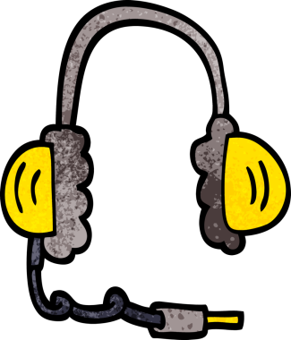 Bir insan tarafından çizilmiş çizgi film kulaklıkları.