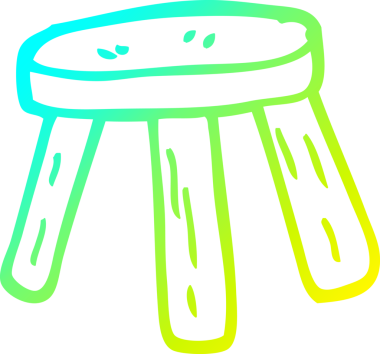 Bir insan tarafından çizilmiş küçük bir tabure çizimi.