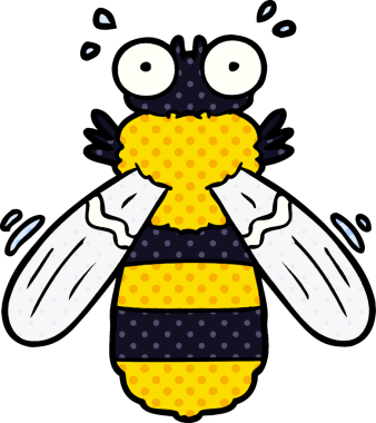 Bir insan tarafından çizilmiş çizgi film arısı.