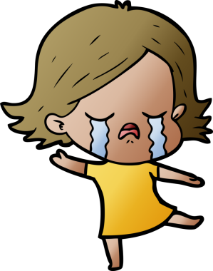 Bir insan tarafından çizilmiş ağlayan çizgi film kızı.