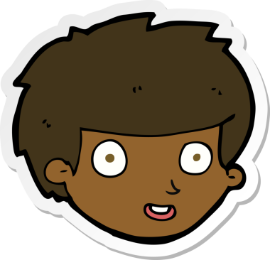 Bir çizgi film çıkartması. Mutlu çocuklar bir insan tarafından çizilmiş.