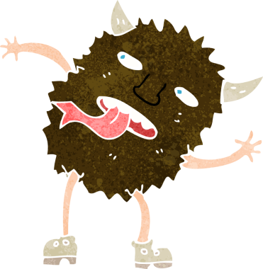 Bir insan tarafından çizilmiş komik çizgi film canavarı.