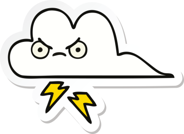 Bir insan tarafından çizilmiş şirin bir gökgürültüsü bulutunun çıkartması.