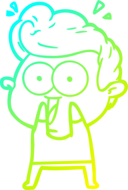 Bir insan tarafından çizilmiş, heyecanlı bir çizgi film çizimi.