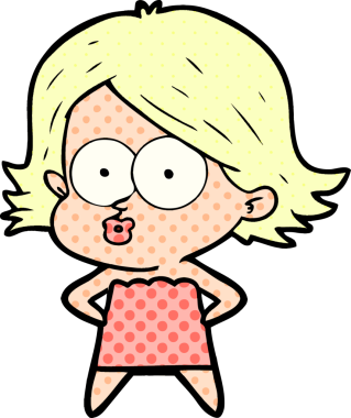 Çizgi film kızı somurtuyor bir insan tarafından