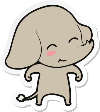 Bir insan tarafından çizilmiş şirin bir fil çıkartması.