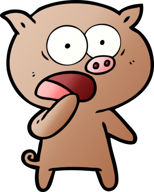 Bir insan tarafından çizilmiş şok domuz çizgi filmi.