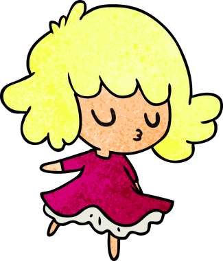 Bir insan tarafından çizilmiş, el yazısıyla çizilmiş tatlı bir kawai kızının çizgi filmi.