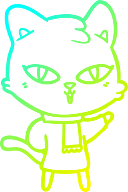 Bir insan tarafından çizilen çizgi film kedisinin soğuk gradyan çizgisi.