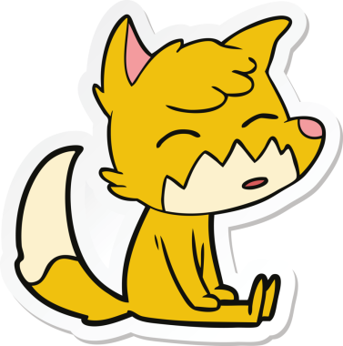 Bir insan tarafından çizilmiş tilki çizgi film etiketi.