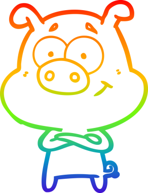 gökkuşağı gradyan çizimi mutlu çizgi domuz çizimi bir insan tarafından çizilmiş