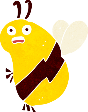 Bir insan tarafından çizilmiş komik çizgi film arısı.