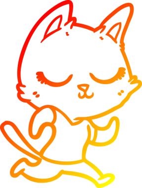 Bir insan tarafından çizilmiş sakin bir çizgi film kedisinin sıcak çizgi çizimi