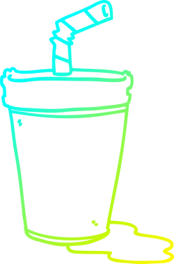 Bir insan tarafından çizilmiş karikatür soda bardağının soğuk gradyan çizgisi.