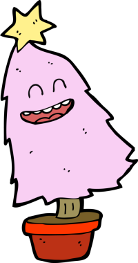 Bir insan tarafından çizilmiş çizgi film dans Noel ağacı.