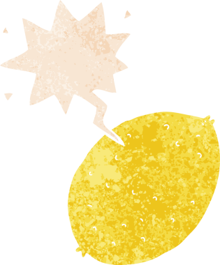 bir insan tarafından çizilmiş grunge dertli retro tarzı ile konuşma baloncuğu ile çizgi film limonu