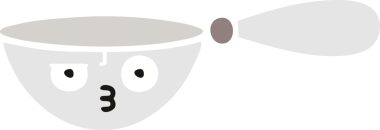 Bir insan tarafından çizilmiş bir kaşığın düz renkli retro karikatürü