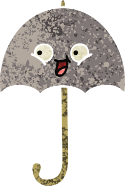 Bir insan tarafından çizilmiş bir şemsiyenin retro çizim tarzı karikatürü