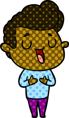 Bir insan tarafından çizilmiş mutlu çizgi film adamı.