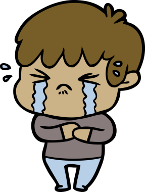 Bir insan tarafından çizilmiş ağlayan çizgi film çocuğu.