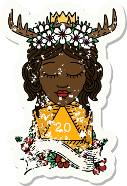 Retro Dövme Tarzı İnsan Druid Bir insan tarafından çizilmiş doğal yirmi zar ile