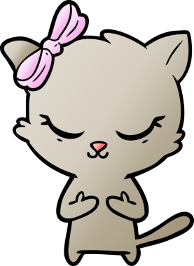 Bir insan tarafından çizilmiş sevimli çizgi film kedisi.