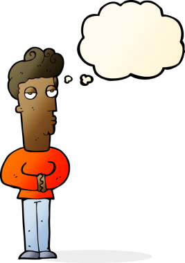 Bir insan tarafından çizilmiş düşünce baloncuğu olan kibirli bir adam.