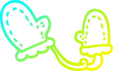 Bir insan tarafından çizilmiş bir çizgi film eldiveninin soğuk gradyan çizimi