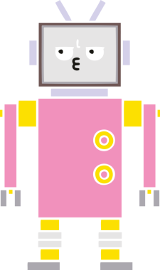 Bir insan tarafından çizilmiş düz renkli bir robot karikatürü