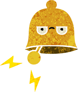 Bir insan tarafından çizilmiş bir çanın retro çizim tarzı karikatürü.