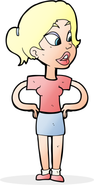 Bir insan tarafından çizilmiş kalçaları olan çizgi film kadını.