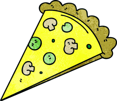 Bir insan tarafından çizilmiş tuhaf bir pizza dilimi.