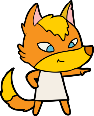 Bir insan tarafından çizilmiş tilki çizgi film karakteri