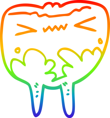 gökkuşağı gradyan çizimi bir insan tarafından çizilmiş çürük diş